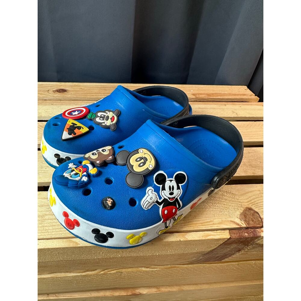 Crocs Kids Disney Mickey Mouse Classic Clogs Blue Size C 12 with Jibbitz - Picture 3 of 7